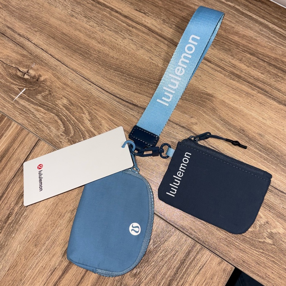 Lululemon Wristlet Keychain + Mini Zip Pouch Set NWT 💙